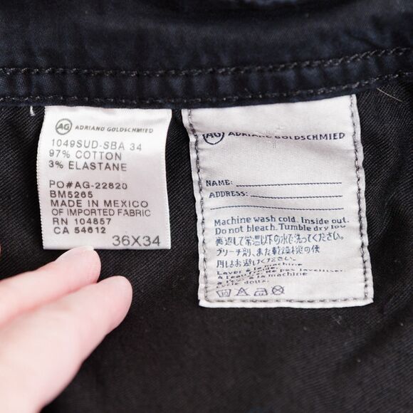 AG Adriano Goldschmied Jeans Mens 36x29 Black The Protege Straight Leg - Picture 10 of 15